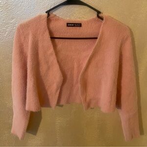Pink Fuzzy Cropped Cardigan
